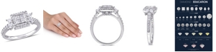 Macy's Princess- Cut Certified Diamond (1 ct. t.w.) Quad Halo Engagement Ring in 14k White Gold